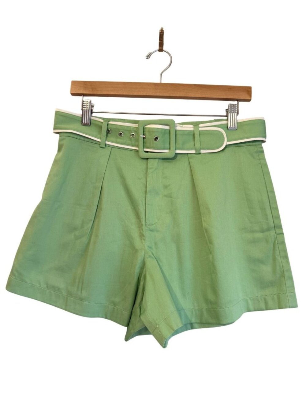 NEW S'edge Green High Waisted Belted Maya Shorts Size S $179 [jb]